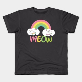 Meow rainbow cat Kids T-Shirt